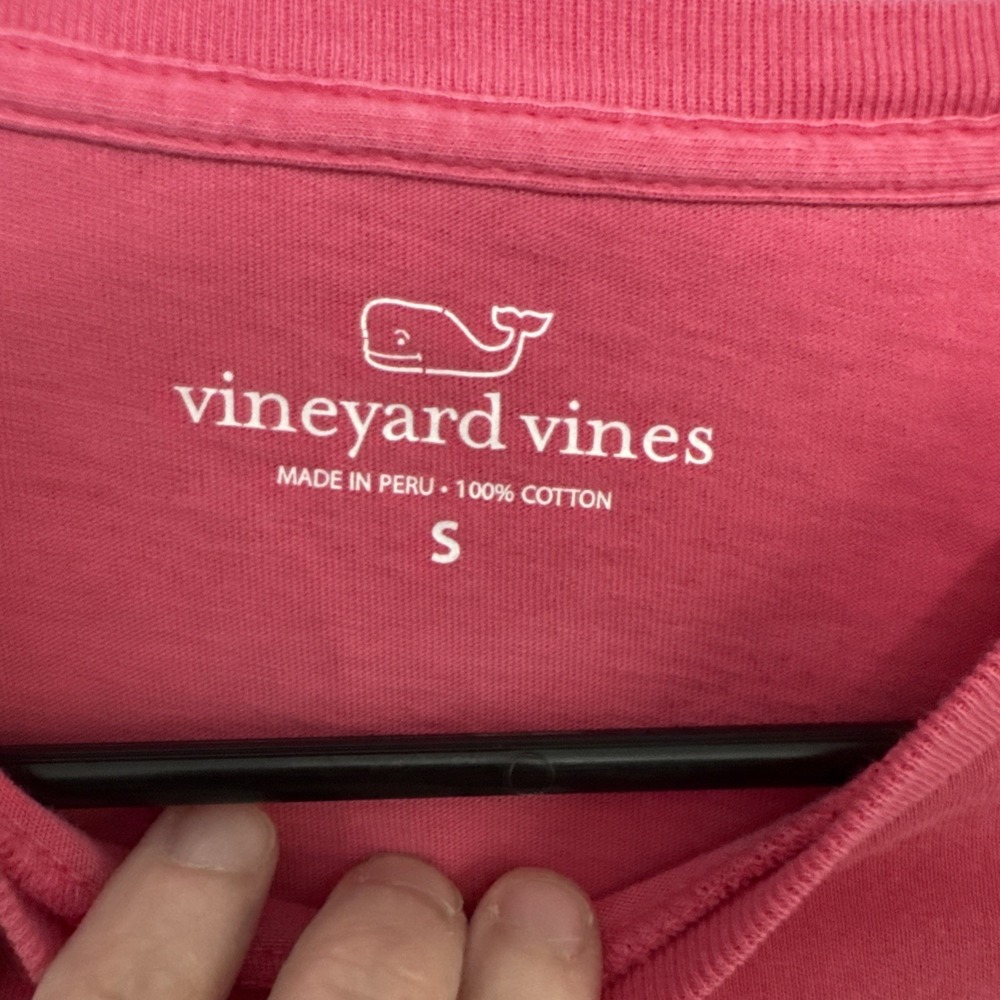 Vineyard Vines T Shirt Small Mens Salmon Long Sleeve Whale Casual Pocket Tee - Picture 3 of 7